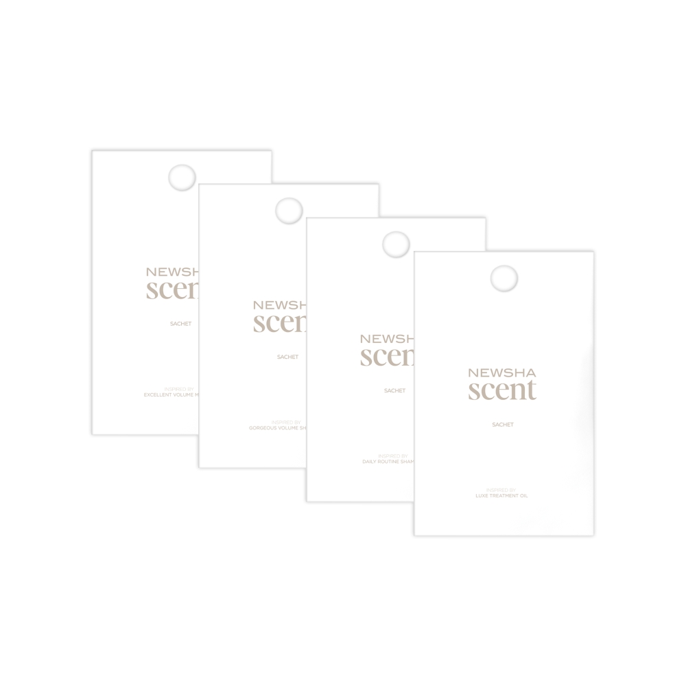 Duft-Sachets für Kleiderschrank und Wohnraum. Newsha Scent Sachets sorgen für einen angenehmen, dezenten Duft inspiriert von NEWSHA Haarpflegeprodukten.