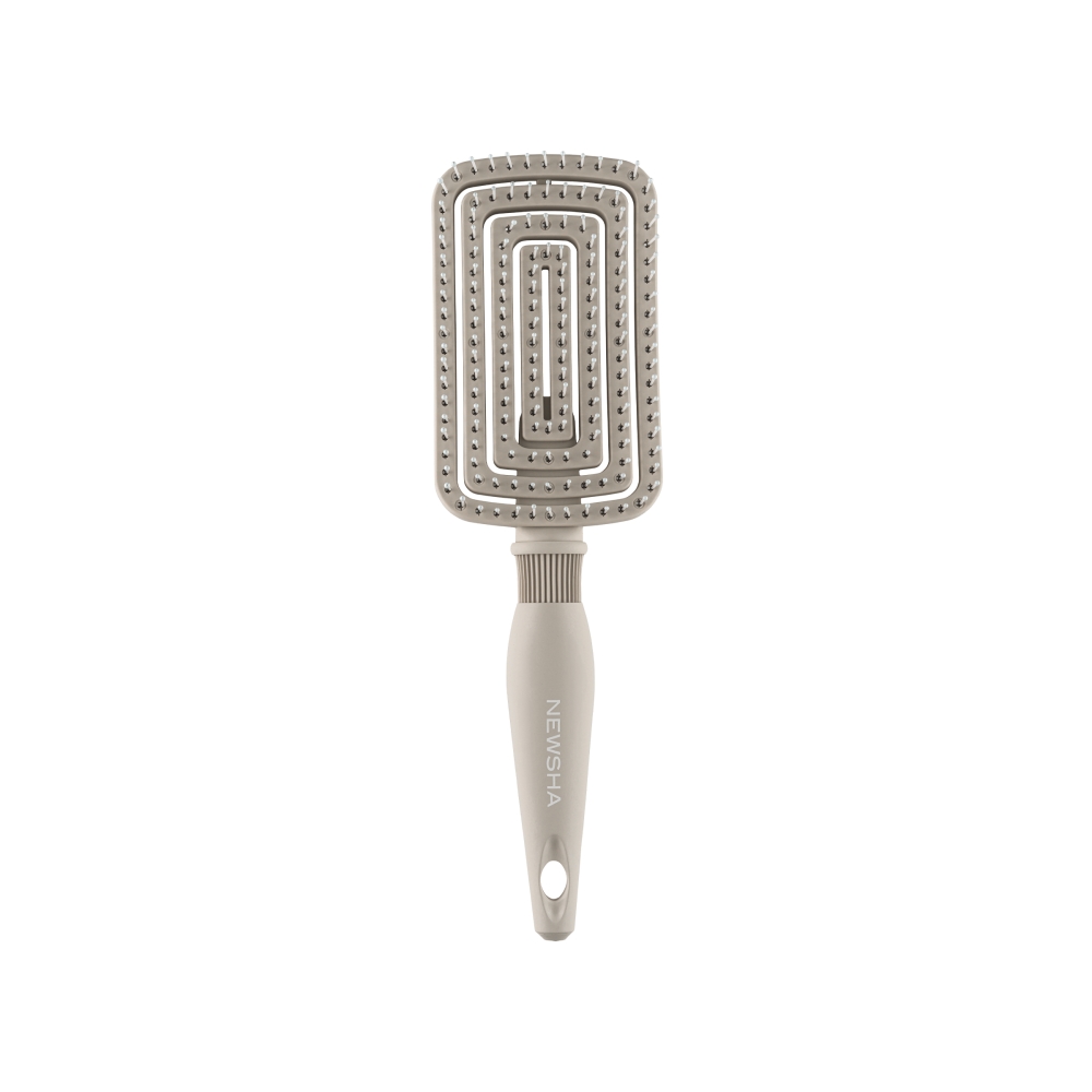 Newsha Vent Brush in Beige mit ergonomischem Griff – professionelle Föhnbürste für schnelleres Trocknen, sanftes Entwirren und flexibles Styling. Ideal für glattes, voluminöses Haar mit extra Luftdurchlass.