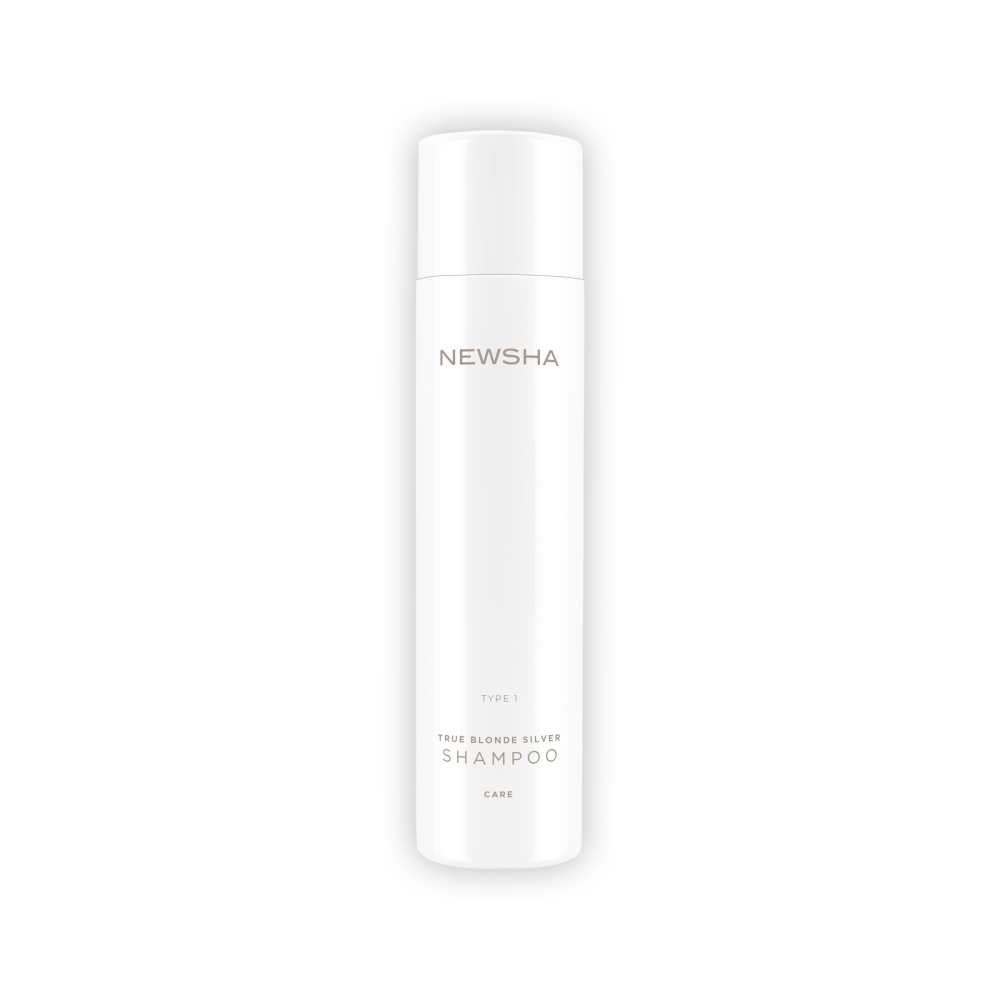 Silbershampoo gegen Orangestich für dunkel- bis hellblondes Haar. Neutralisierendes True Blonde Silver Shampoo Type 1 mit pflegender Formel von NEWSHA