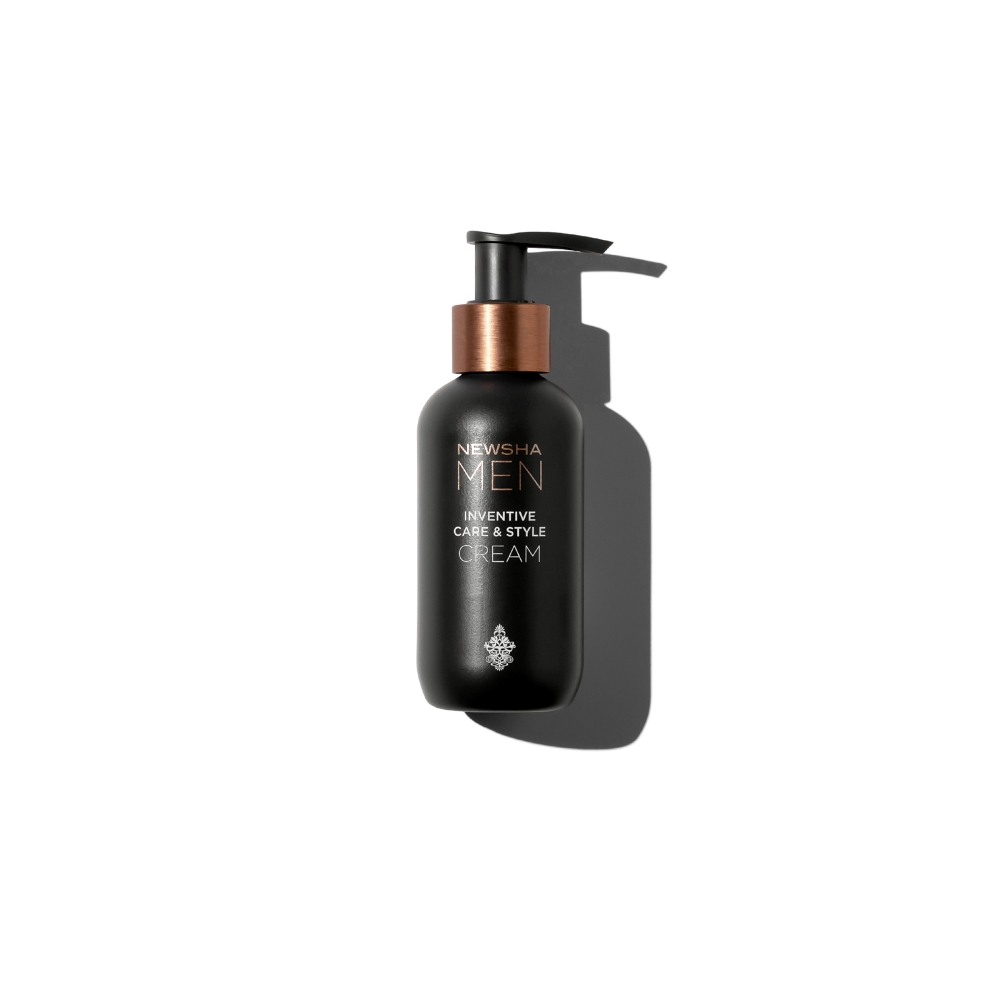 Pflegende Stylingcreme für Männer. Inventive Care & Style Cream von NEWSHA MEN verleiht flexiblen Halt, pflegt das Haar und sorgt für ein gepflegtes Styling.