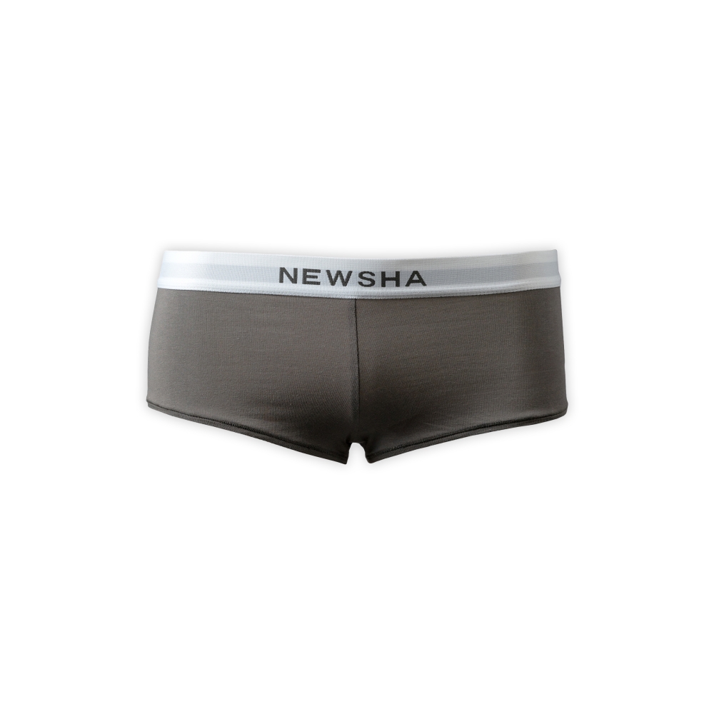 Bequeme Herren-Boxershorts mit Logo-Bund, graue Stretch-Unterhose von NEWSHA für maximalen Tragekomfort und sportlichen Look.