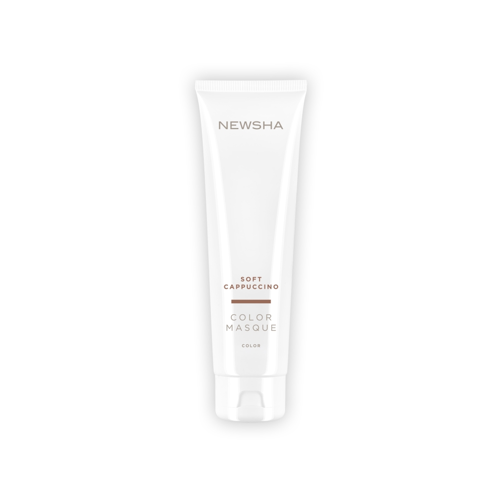Color Masque Soft Cappuccino von NEWSHA. Pflegende Farbmaske für braunes Haar zur Auffrischung der Haarfarbe und Verbesserung der Farbintensität.
